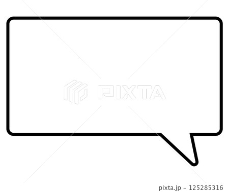 シンプルな白黒の吹き出し 四角形の右向き03 シンプルな白黒の吹き出し 四角形の右向き03 125285316