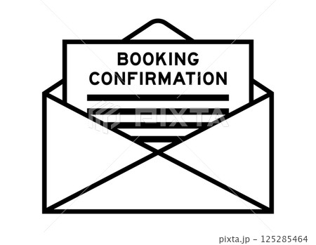Envelope and letter sign with word booking confirmation as the headline Envelope and letter sign with word booking confirmation as the headline 125285464