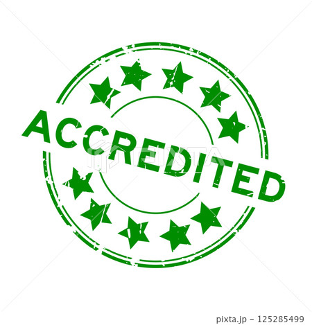 Grunge green accredited word round rubber seal stamp on white background Grunge green accredited word round rubber seal stamp on white background 125285499
