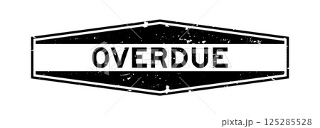 Grunge black overdue word hexagon rubber seal stamp on white background Grunge black overdue word hexagon rubber seal stamp on white background 125285528