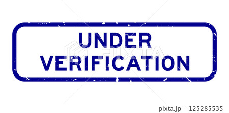 Grunge blue under verification word square rubber seal stamp on white background 125285535