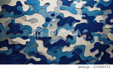 《AI画像》青い迷彩柄の背景素材 125285572