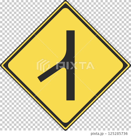 標識のカラー単品イラスト 合流交通あり 標識のカラー単品イラスト 合流交通あり 125285736