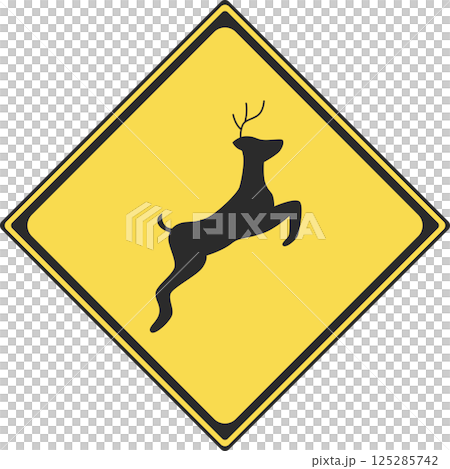 Single color illustration of a sign: There is a risk of animals jumping out Single color illustration of a sign: There is a risk of animals jumping out 125285742