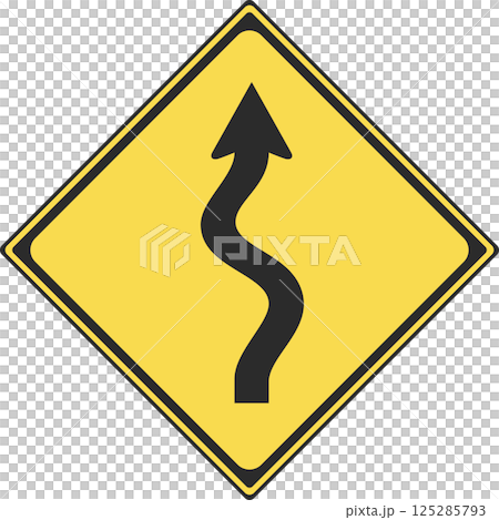 Color illustration of a sign (with zigzag fold) 125285793