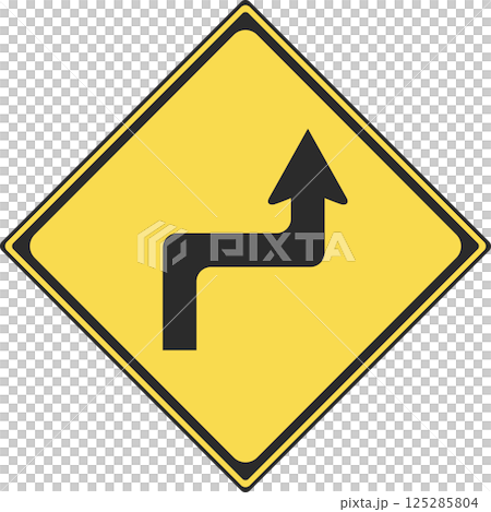 帶有後彎的標誌的彩色插圖 125285804