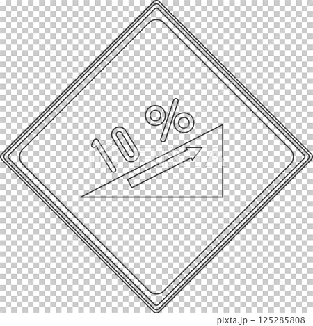 標識の線画単品イラスト　上り急勾配あり 125285808