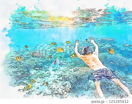 青い海にいる 125285812