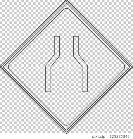 標識の線画単品イラスト　幅員減少 125285843