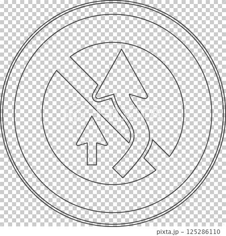 Line drawing illustration of a sign: No overtaking Line drawing illustration of a sign: No overtaking 125286110
