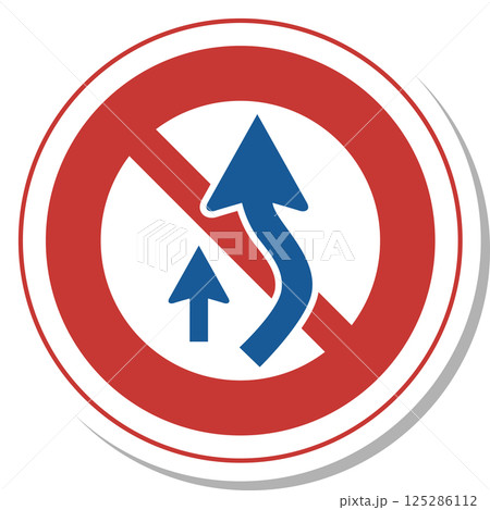 標識のステッカー風単品イラスト 追い越し禁止 標識のステッカー風単品イラスト 追い越し禁止 125286112