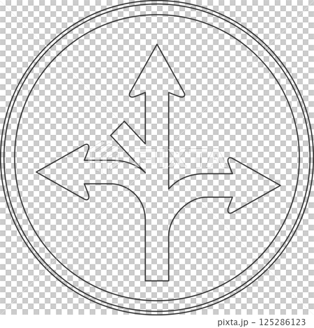 標誌的線條圖解:禁止沿著指定方向以外的任何方向行駛 標誌的線條圖解:禁止沿著指定方向以外的任何方向行駛 125286123