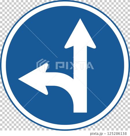 標識のカラー単品イラスト　指定方向以外進行禁止 125286138