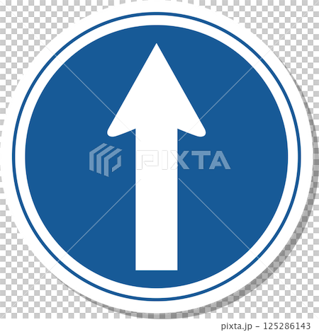 Sticker-style illustration of a sign: Prohibition on going in any direction other than the specified direction Sticker-style illustration of a sign: Prohibition on going in any direction other than the specified direction 125286143