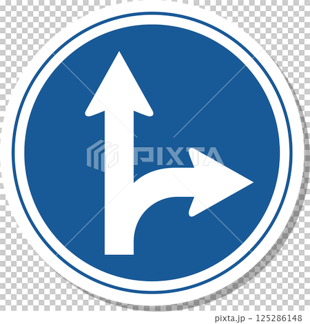 Sticker-style illustration of a sign: Prohibition on going in any direction other than the specified direction Sticker-style illustration of a sign: Prohibition on going in any direction other than the specified direction 125286148