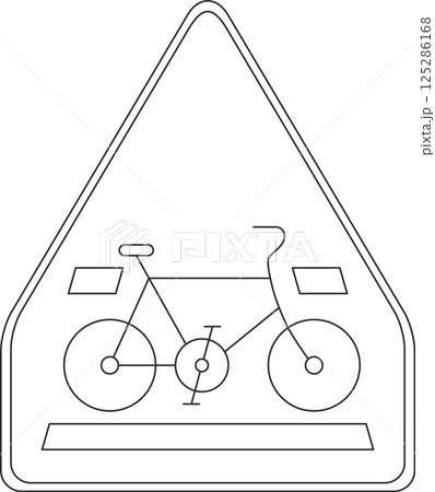 標識の線画単品イラスト　自転車横断帯 125286168