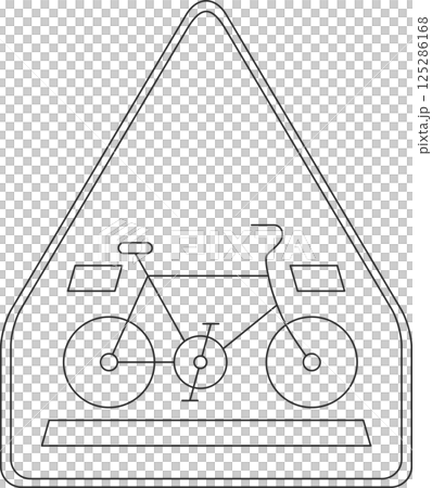 標識の線画単品イラスト　自転車横断帯 125286168