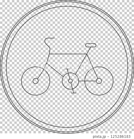 Line drawing illustration of a sign for specific small motorized bicycles and bicycles only Line drawing illustration of a sign for specific small motorized bicycles and bicycles only 125286183