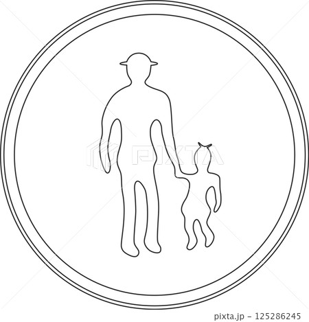 標識の線画単品イラスト　歩行者等専用 125286245