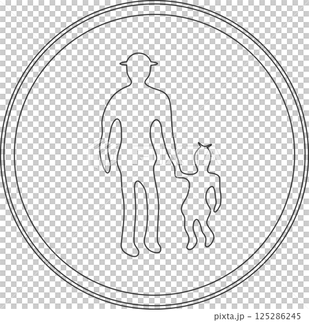 標識の線画単品イラスト　歩行者等専用 125286245