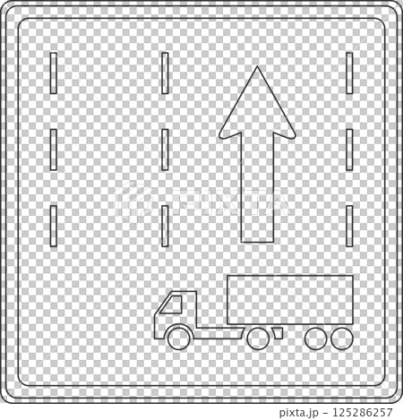 Line drawing illustration of a sign - Towing vehicle expressway national highway traffic division Line drawing illustration of a sign - Towing vehicle expressway national highway traffic division 125286257