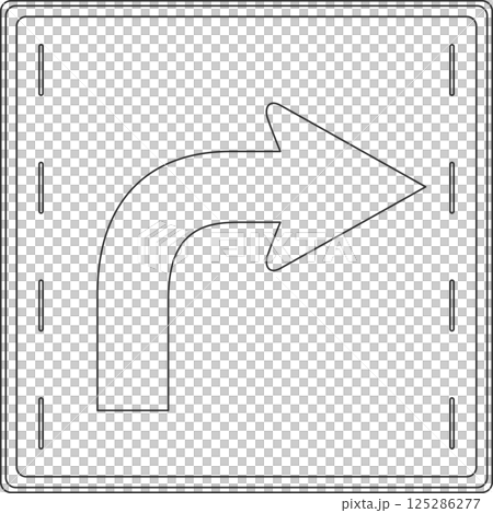 標識の線画単品イラスト　進行方向別通行区分 125286277