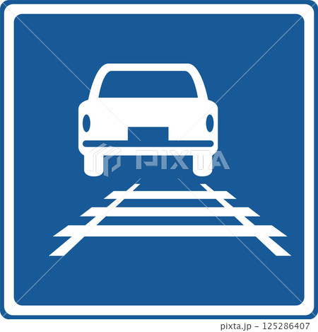 標識のカラー単品イラスト 軌道敷内通行可 標識のカラー単品イラスト 軌道敷内通行可 125286407