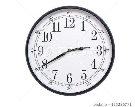 Round wall clock with black frame showing time at 02:40 or 14:40. Ideal for concepts of time or scheduling. Round wall clock with black frame showing time at 02:40 or 14:40. Ideal for concepts of time or scheduling. 125286771