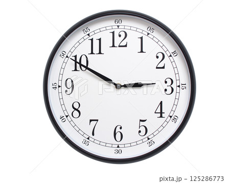Round wall clock with black frame showing time at 02:50 or 14:50. Ideal for concepts of time or scheduling. Round wall clock with black frame showing time at 02:50 or 14:50. Ideal for concepts of time or scheduling. 125286773