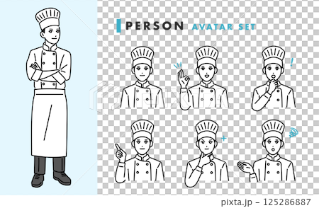 餐廳男廚師頭像集 125286887