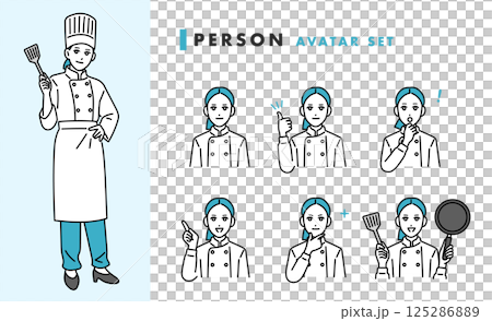 餐廳女廚師頭像集 125286889