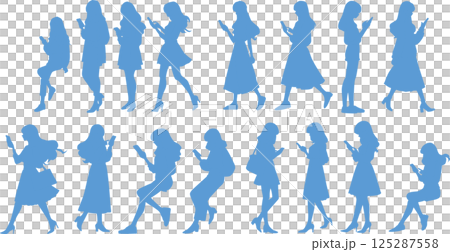 Illustration set of women touching smartphones 125287558