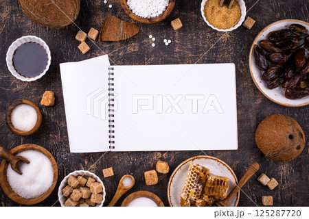 Various sugar replacement, healthy sweetener concept Various sugar replacement, healthy sweetener concept 125287720