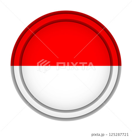 Glass light ball with flag of Indonesia. Round sphere, template icon. Indonesian national symbol. Glossy realistic ball, 3D abstract vector illustration highlighted on a white background. Big bubble 125287721