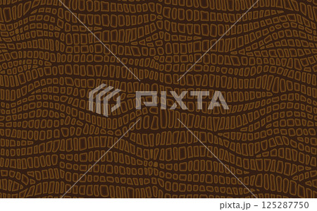 Abstract modern crocodile leather seamless pattern. Animals trendy background. Brown decorative vector illustration for print, fabric, textile. Modern ornament of stylized alligator skin 125287750