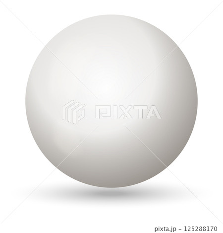 Glass white ball or precious pearl. Glossy realistic ball, 3D sphere. Abstract vector illustration highlighted on a white background. Big metal bubble with shadow Glass white ball or precious pearl. Glossy realistic ball, 3D sphere. Abstract vector illustration highlighted on a white background. Big metal bubble with shadow 125288170