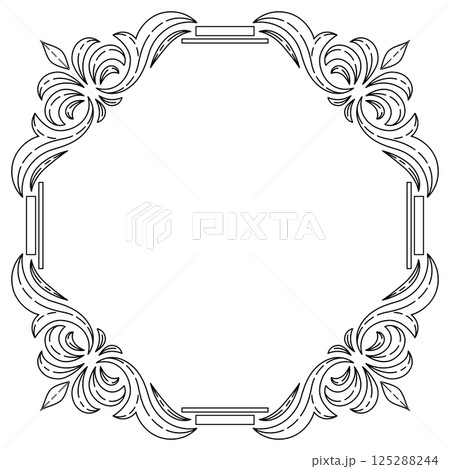 Floral frame in baroque style. Decorative curling plant. Floral frame in baroque style. Decorative curling plant. 125288244