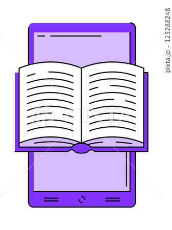 Smartphone with open book. Digital library concept Smartphone with open book. Digital library concept 125288248