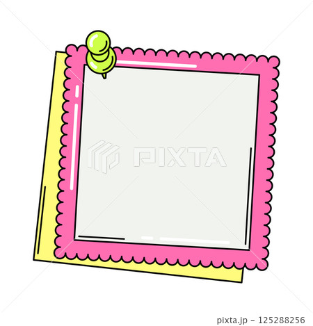 Paper note with pin. Frame or background for reminder. 125288256