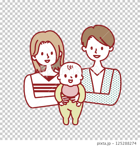 Dad and mom holding a baby_3-person family 125288274