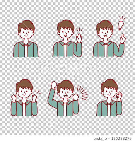Male_facial expression illustration set 125288279