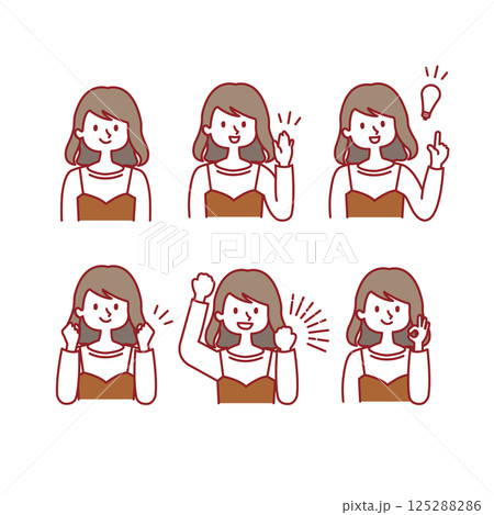 女性_表情イラストセット 125288286