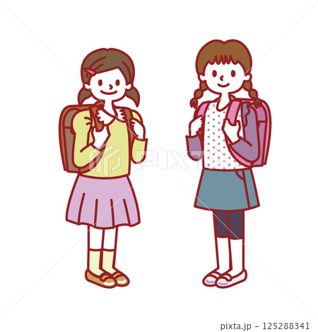 ランドセルと小学生2人 125288341