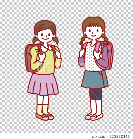 書包和兩名小學生 書包和兩名小學生 125288341