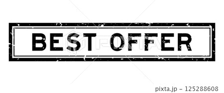 Grunge black best offer word square rubber seal stamp on white bacckground 125288608