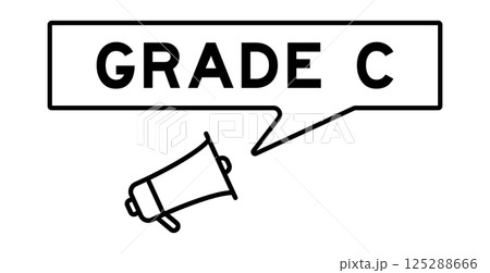 Megaphone icon with speech bubble in word grade C on white background Megaphone icon with speech bubble in word grade C on white background 125288666