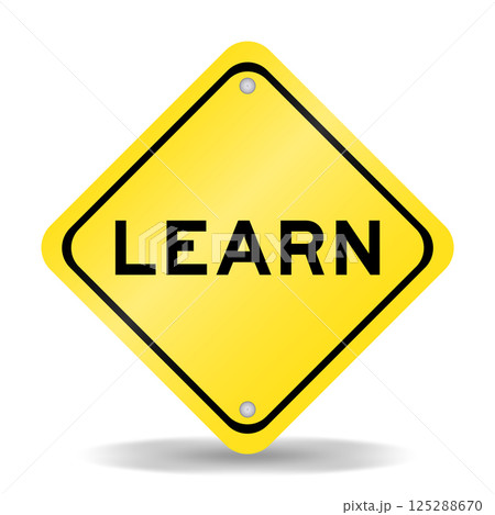 Yellow color transportation sign with word learn on white background 125288670