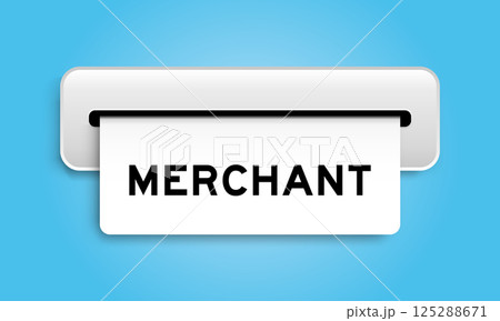White coupon banner with word merchant from machine on blue color background 125288671