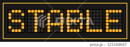 Orange color led banner in word stable on black background Orange color led banner in word stable on black background 125288687