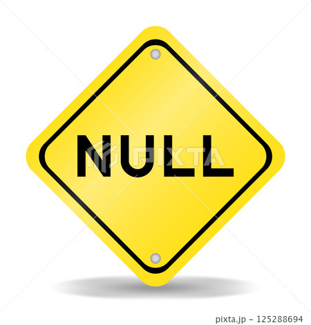 Yellow color transportation sign with word null on white background Yellow color transportation sign with word null on white background 125288694